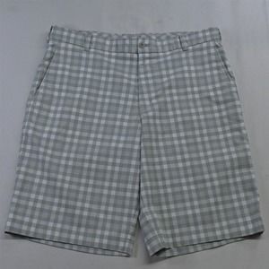 Nike‎ 34 x 11" 452712 Core White Gray Plaid Flat Front Golf Shorts